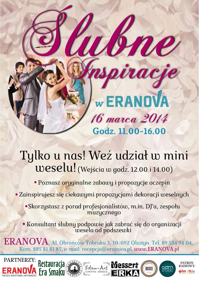 Ślubne Inspiracje już 16.03.2014 w ERANOVA!